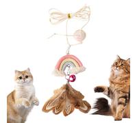 Jouet Pour Chat En Plumes - Jouet À Plumes Rétractable À Suspendre, Design En Coton Doux, Balançoire Gonflable Pour Porte, Maintien Actif Du Mouvement | Accessoire De Jeu De Teaser De Chat Suspendu Po