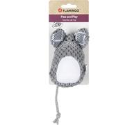 Jouet pour Chat - Flamingo Mazzo Souris Grise en Peluche avec Catnip et Velours Côtelé 11,3cm