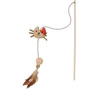 Jouet pour Chat - Flamingo Robla Canne avec Balle Multicolore en Bois et Tissu avec Plumes et Catnip 45cm