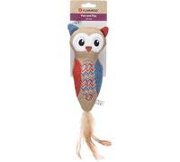 Jouet pour Chat - Flamingo Robla Chouette Multicolore en Tissu avec Plumes et Catnip 36cm