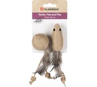 Jouet pour Chat - Flamingo Yutsa Bâton Marron avec Balle en Matatabi et Jute avec Rubans et Plumes 36cm