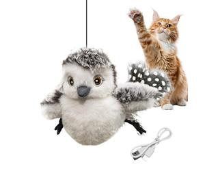 Jouet Pour Chat Imitant Un Oiseau Qui Chante De Manière Simulée,Jouet Interactif Pour Chat En Forme De Chouette Harfang Des Neiges - Jouets Automatiques à Gazouillis pour Chaton | Pour Divertissement