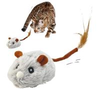 Jouet pour chat mobile automatique | Souris en peluche à pneu en caoutchouc souple | Fournitures interactives pour animaux domestiques, jouets électroniques couineurs pour animaux avec roue rotative