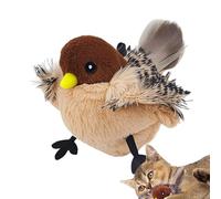 Jouet pour chat oiseau gazouillant - Jouets pour chats oiseau battant | Jouets d'exercice interactifs pour chat activés par le toucher | Jouet pour chat avec son et plume, jouet pour chat automatique