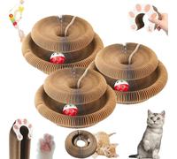 Jouet pour chat - Orgue magique - Griffoir interactif avec une balle - Recyclable et durable - Protection de meubles - Rétractable - Marron - Réversible (3 pièces)