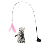 jouet pour chat - Teaser interactif en plumes | Bâton de jeu à ventouse détachable, divertissement d'exercice amusant pour chatons, chats, activité intérieure, chasse, chasse, saut, griffes,