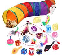 Jouet pour Chat, WeFine 20 Pièces Jouets Chat et Jouet à Plumes pour Chat Jouet, Chat Tunnel Chat Jeu pour Chaton, Jouets Interactifs pour Chat d'intérieur