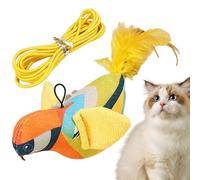 Jouet pour Chats avec Oiseau Qui Trina - Oiseau simulé avec Chant - Jouet en Corde interactif pour Chats - pour intérieur et extérieur pour Chats - Jeu en avec Lien propriétaire Animal de