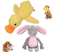 Jouet pour chien - Anti-stress - Jouet couineur pour chien - Avec papier froissé - Jouet à mâcher en peluche - Corde en coton - Jouet interactif pour chiots et chiens de taille moyenne (lapin gris)
