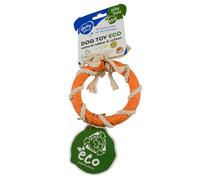 Jouet pour chien Duvoplus bague en caoutchouc avec conton Bambou/Riz Orange 12,5x12,5x3,2 cm