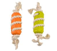 Jouet pour chien Duvoplus stick en caoutchouc avec coton Bambou/Riz Orange 29x6,5x6,5 cm