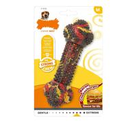 Nylabone Jouet dentaire à mâcher robuste, os en caoutchouc, arôme cheeseburger au bacon, pour les chiens de taille moyenne (jusqu’à 16kg), mâchouilleurs modérés/puissants