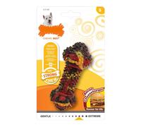 Nylabone Jouet dentaire à mâcher os en caoutchouc, arôme cheeseburger-bacon, petits chiens ≤11 kg