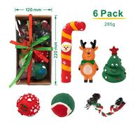 Jouet pour chien résistant en boîte cadeau Noël ensemble 6 pièces coloris transparent avec balle rugueuse corde inspecteur arbre de
