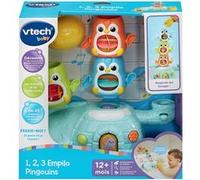 VTech - 1, 2, 3 Empilo Pingouins, Jouet de Bain Tour à Empiler Bébé, Igloo Interactif et Musical avec Trio de Pingouins et 2 Ventouses de Fixation, Cadeau Enfant Dès 1 an - Contenu en Français