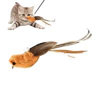 Jouet pour oiseau de chat - Jouet réaliste en plumes pour chat | Jouet en plumes de contrôle de corde | Baguette de rechange pour améliorer les réflexes et tuer l'ennui
