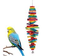 Jouet pour oiseau en quête de nourriture - Station d'activité balançoire en bois de 5,91 pouces, accessoire de cage réglable, jeu d'enrichissement avec cloche | Équipement d'habitat interactif pour pe