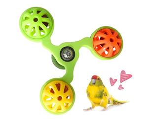 Jouet pour oiseaux - 11 cm - Moulin à vent rotatif avec 3 cloches - Jouet pour perruche - Stimulation naturelle du comportement pour enrichir la mastication et soulager l'ennui