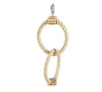 Jouet pour oiseaux anneau double en sisal et blocs bbq en bois Duvoplus Beige 45x18x3,7 cm
