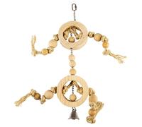 Jouet pour oiseaux anneaux en bois avec corde sisal et perles Duvoplus Beige 55x17x3,2 cm