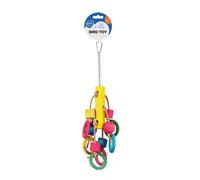 Jouet pour oiseaux anneaux et cubes en bois Duvoplus Multicolore 32x9x7 cm