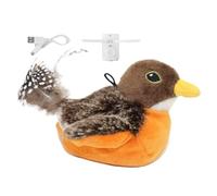 Jouet pour oiseaux chasseurs de chats : jouet pour oiseaux qui couinent, jouet pour chat avec oiseaux flottants | Jouets interactifs de simulation avec plume, jouet automatique en peluche pour p