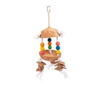 Jouet pour oiseaux coloré avec coco et cubes sur corde Duvoplus Beige 15x15x29 cm