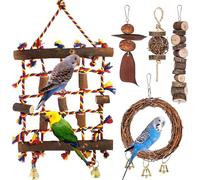 Jouet pour oiseaux, corde pour perroquet, filet d'escalade avec 4 perroquets, jouet à mâcher, perchoirs pour oiseaux, cage à oiseaux, accessoires pour pinsons, perruches, oiseaux d'amour