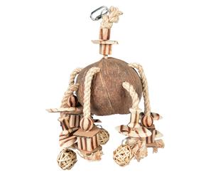 Jouet pour oiseaux pendentif boules de saules et blocs en bois Duvoplus Coconut Jungle Marron 35x20x15 cm