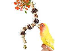 Jouet pour oiseaux - Pomme de pin en bois naturel à mâcher, activité de cage suspendue | Perruche, conure, cacatoès, ara, pinson, cacatoès, enrichissement pour le jeu, l'exercice et l'entraînement