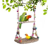 Jouet pour oiseaux pour perruches, calopsittes, jouet avec cloche, perruches, accessoires de cage à oiseaux, balançoire, hamac suspendu, aire de jeux pour pinsons, perruches