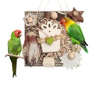 Jouet pour oiseaux pour perruches - Jouet à mâcher en bois et carton pour oiseaux - Accessoires pour cage avec hamac, fenêtre, aire de jeux pour l'intérieur
