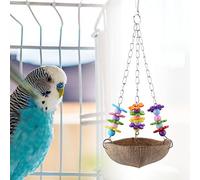 Jouet pour Perroquet en Métal, Coquille de Noix de Coco, Jouet à Mâcher Robuste pour Cage à Oiseaux, Sûr et Exercice avec Acrylique et Métal, 12,5 Cm de Diamètre, 33 Cm de Hauteur