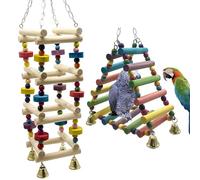 Jouet pour perroquets - Balançoire à suspendre - En bois arc-en-ciel - Hamac pour perroquet - Type 1 + Type 2