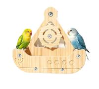 Jouet pour perruche | Bateau pirate amusant en bois naturel - Perchoir pour oiseaux en cage | Pour la maison, l'intérieur et l'extérieur, le salon, la volière, le jardin et le lit pour animaux