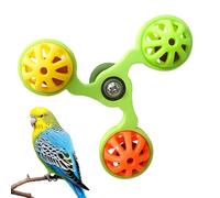 Jouet pour perruches - Moulin à vent rotatif Ara avec 3 cloches, toupie pour activités à mâcher et pick-up, jouet coloré, station d'enrichissement de cage | Sittich Sittich