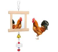 Jouet pour poulet, miroir balançoire pour perroquet avec clochette suspendue et 1 pierre à aiguiser en bec, jouet interactif pour perroquet, poules, coqs
