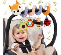Jouet Poussette Bebe 6 Mois, Spirale D'activité Bébé D'éveil Avec Musique, Jouet Siege Auto Bebe, Peluche Jouet Cadeaux Pour Naissance Garçons Et Filles 3 9 12 Mois, Renard Orange[L1519]