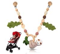 Jouet Poussette Bebe en Bois Jouet Siege Auto a Suspendre Bébé pour Fille Garçon Chaîne de Poussette Montessori Jouet Nouveau Né Chaîne Mobile en Bois pour Landau ou Siège de Voiture (Paresseux)