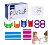 Jouet Puzzle - Bâtons Et Anneaux | Puzzle De Bâtons Et D'anneaux Créatifs en Bois pour Les Tout-Petits De 3 À 6 Ans, Blocs De Construction Éducatifs avec Boîte en Fer Blanc, Cadeau Assorti