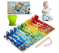 Jouet Puzzle en Bois Montessori pour Enfants 1-6 Ans. Jeu Éducatif Mathématiques, Apprendre Chiffres, Lettres, Formes & Couleurs