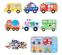 Jouet Puzzle en Bois pour Enfants, 6 Pièces Jouets de Puzzle Set Jouets Montessori Puzzles Toys Puzzles en Bois de Chacun Jeux Montessori pour Enfant 3 4 5 6 Ans et + (Trafic)