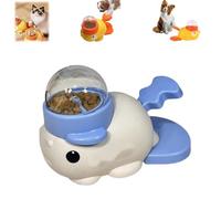 Jouet puzzle interactif 2 en 1 pour chien avec bouton, distributeur de friandises en forme de canard (bleu)
