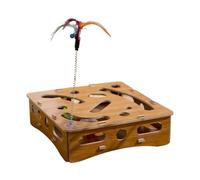 Jouet Puzzle pour Chat en Bois - Boîte de Jeu de réflexion pour Chat | Boîte à Jouets pour Chat avec balles et à thé | Balle stimulante mentale pour Chaton et bâton Teaser pour chasser et