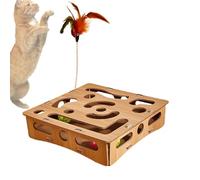 Jouet Puzzle pour Chat, Jouet Piste pour Chaton, Casse-Tête en Bois Jeu d'Enrichissement Intérieur Chats Labyrinthe Anti-Ennui
