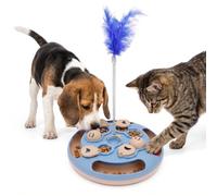 Jouet puzzle pour chat qui mange lentement, friandises interactives sûres, jouet d'intelligence pour chats, jouet d'activité avec pendentif en plume et base antidérapante pour chats d'intérieur et