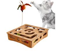 Jouet Puzzle Pour Chats Avec Canne Teaser Interactive Et Amusante En Bois