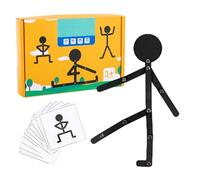 Jouet puzzle robot - Bois de Paulownia naturel de 6 pouces, figurine d'action réglable en bois, modèle de manipulation articulé, cartes 24 pièces et guide 48 pièces avec finitions non toxiques | Éduca