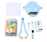 Jouet Robot de Dessin interactif PolyGen avec 12 stylos de Couleur et Bloc de Dessin pour Les activités préscolaires, favorise l'imagination, Un Robot de Dessin Automatique avec (Blue)