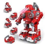 Jouet robot transformable - KEXIMIXUE - Ensemble de 5 camions de pompiers - Rouge - Transformers Rescue Bots